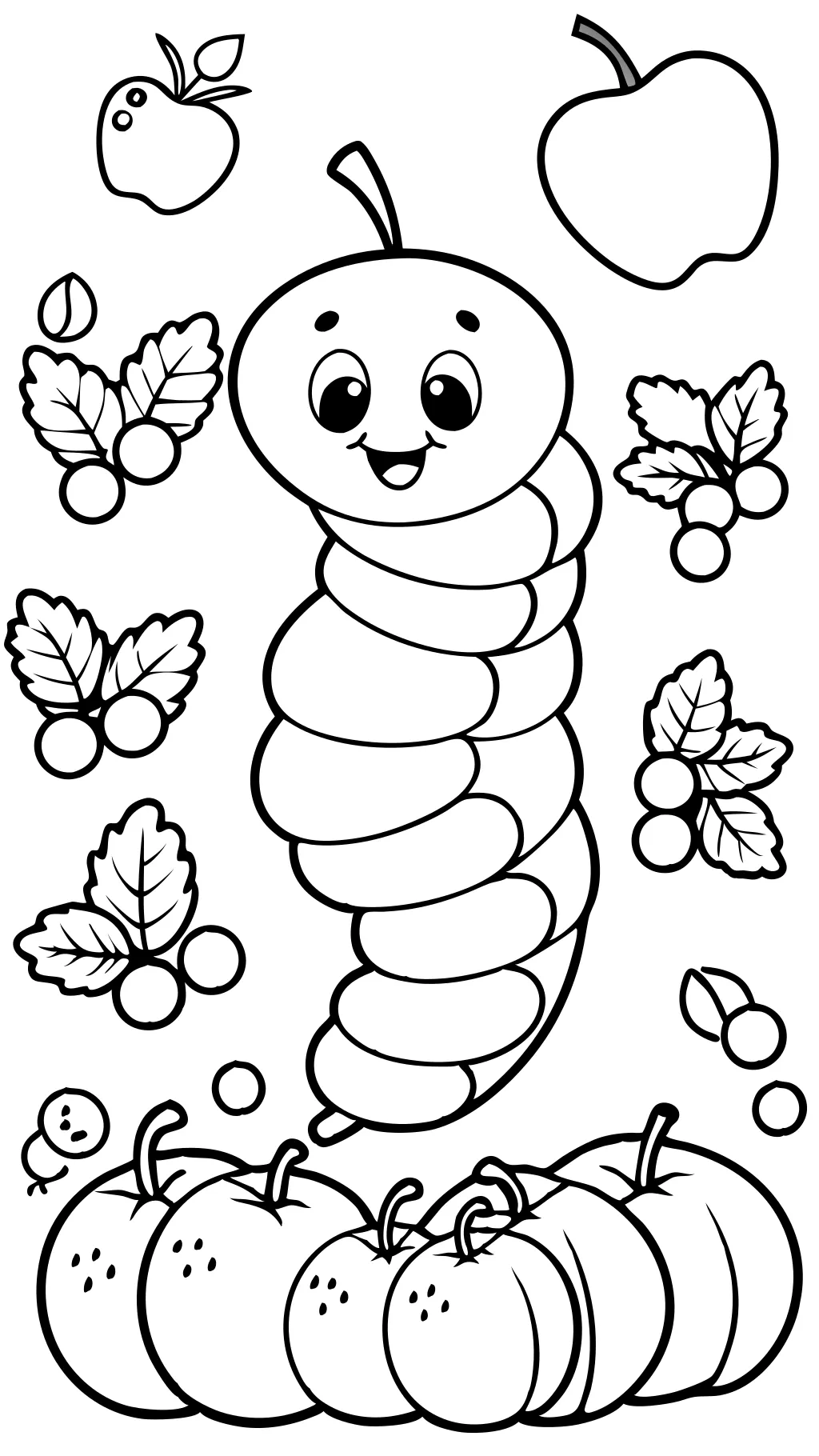 la page de coloriage de chenille très affamée